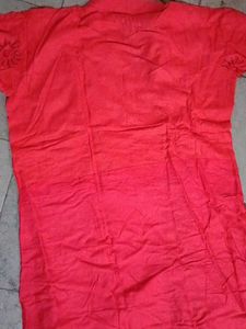 Red Embroidered Kurta