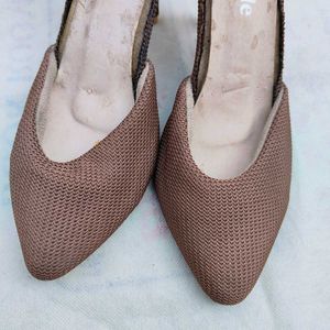 Stylish Brown Knit Slingback Heels