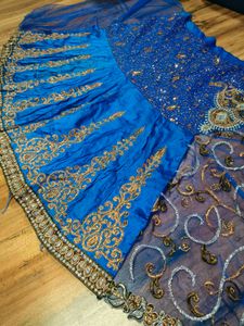 Beautiful Blue Embroidered lehanga  Saree