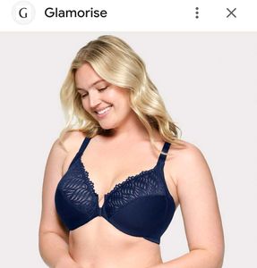 Glamorise Elegant Lace Trim Bra - Navy Blue