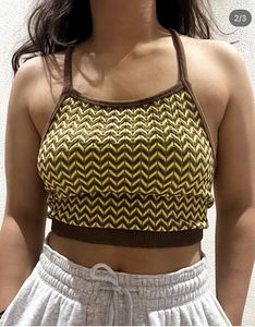 Chic Chevron Halter Neck Knit Top