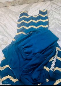 Stunning Teal shut with Golden Embroidery
