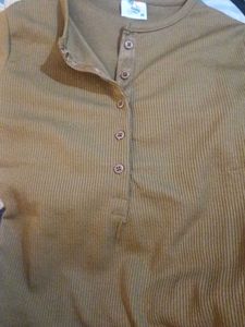Brown Long Sleeve Buttoned  Top