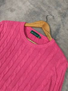 Polo Pink Cable Knit Sweater
