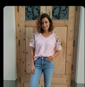 Lace Top with Embroidered Details