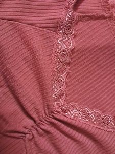 Charming Ruched V-Neck Top with Lace Trim