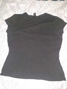 Chic Black Lace Trim Wrap Top