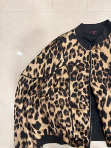 Leopard Print Bomber Jacket Size M