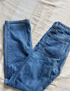 Trendy Blue High-Waist Wide Leg Denim Jeans