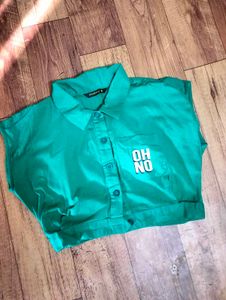 🧨⚡Green "Oh No" Cropped Shirt
