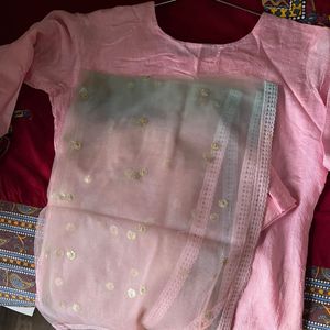 Embellished Pink Kurta with Dupatta