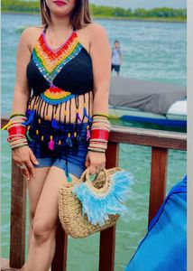 Boho Rainbow Crochet Halter Top