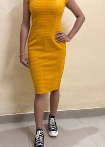 Yellow Bodycon Midi Dress