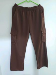 Brown Cotton Blend Trouser
