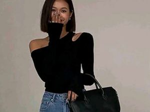 Chic Black Cut-Out One-Shoulder Top