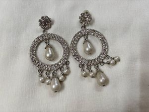 Elegant Pearl Drop Hoop Earrings