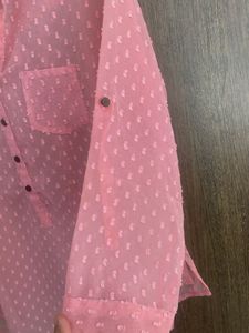 Sheer Pink Textured Top M size