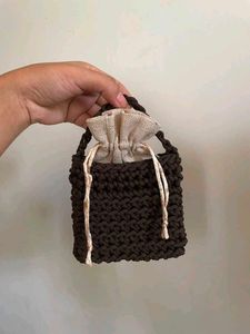 Chic Crochet Handbag with Ribbon