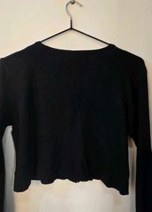 Black Button-Up Crop Top