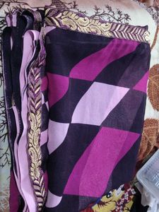 Vibrant Geometric Print Saree