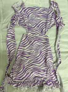 Purple Zebra Print Cut-Out Dress