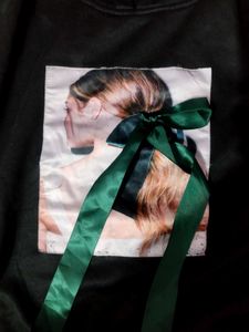 Graphic Print Black Hoodie