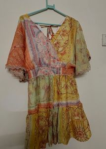 boho-inspired printed mini dress