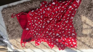 Red Heart Print Babydoll Nightwear
