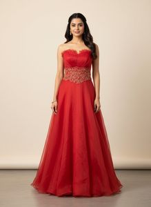 Elegant Red Party Gown