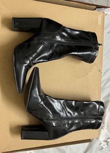 Black Faux Leather Ankle Boots