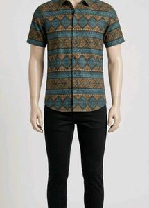 Men's Short Sleeve Geometric Print Shirt
