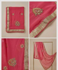 Red Kurta Set with Gold Embellishments