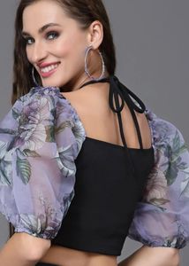 Floral Sleeve Crop Top