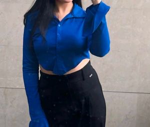 Blue Ribbed Top