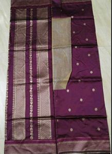 New Wine Silk Saree with Golden Border