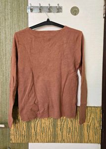 Terracotta V-Neck Knit Sweater