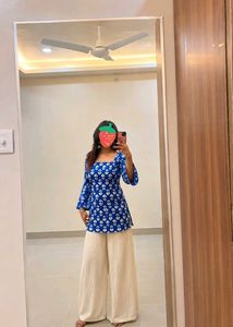 Blue Floral corset Short kurti