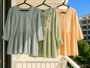Set of 3-Cotton Kurtas With Free delivery