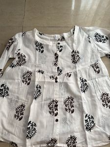 White Block Print Kurta
