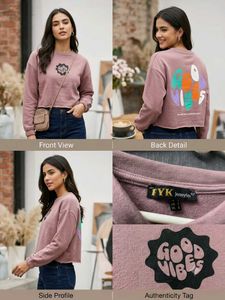 Trendy "Good Vibes" Cropped Sweatshirt
