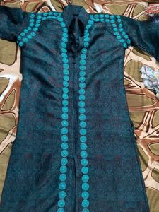 Men's Teal Embroidered Kurta