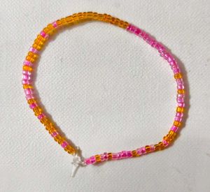 Beaded Bracelet - Orange & Pink- Handmade