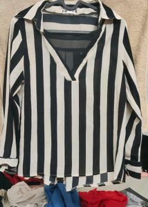 Chic Striped Long Sleeve Blouse