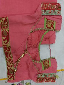 Elegant Pink Embroidered Saree with Blouse