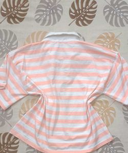 Zara peach &amp; white Striped Crop Top👕
