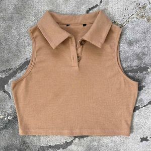 Sleeveless Ribbed Collared Crop Top