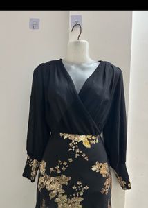 Black Floral Sequin Dress