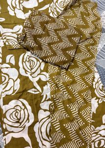 Olive Floral Kurta Set with Dupatta