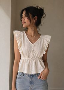 Chic Cream Lace Peplum Top