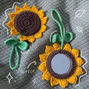 Handmade Crochet Sunflower Mirror